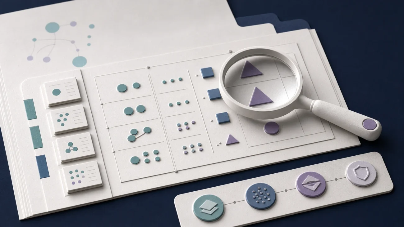 Tactile editorial illustration: A UX manager converts research evidence into prioritised design work while maintaining craft standards and team coherence.