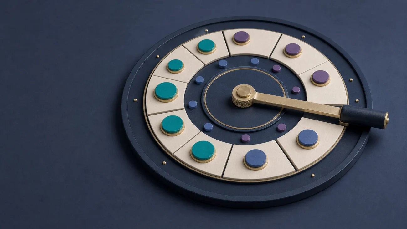 Tactile editorial illustration: A customer-success director manages a portfolio of customer health, team capacity, renewal risk and expansion opportunity through one strategic command instrument.