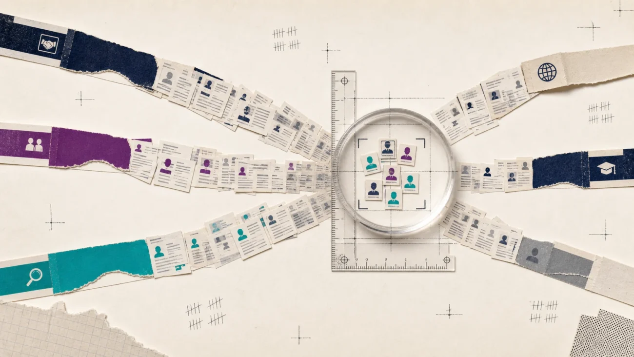 Featured image for Source Of Hire: How To Understand Which Hiring Channels Actually Work: a tactile editorial signal-desk illustration specific to the article.